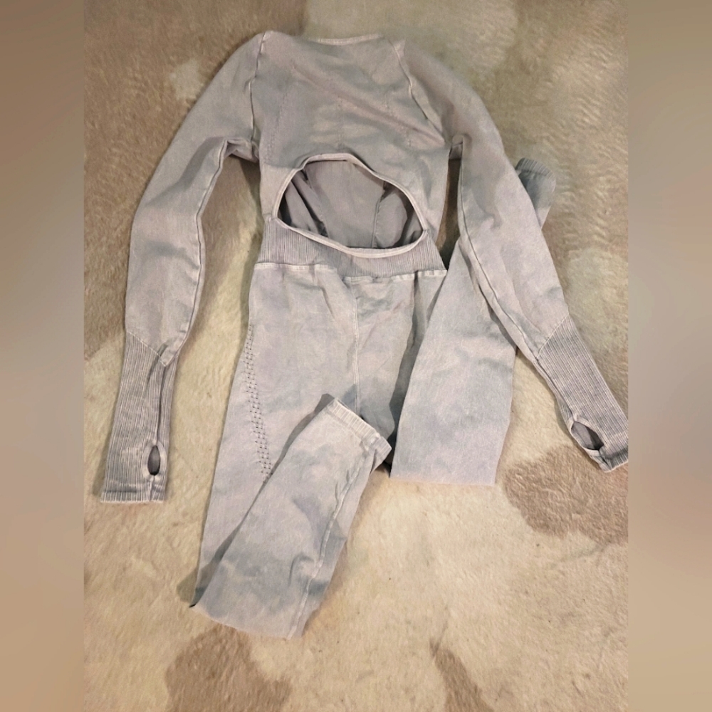 Free People Movement Good Karma Long Sleeve Onesie Leotard Ice Grey XS/S NEW! - Picture 5 of 8